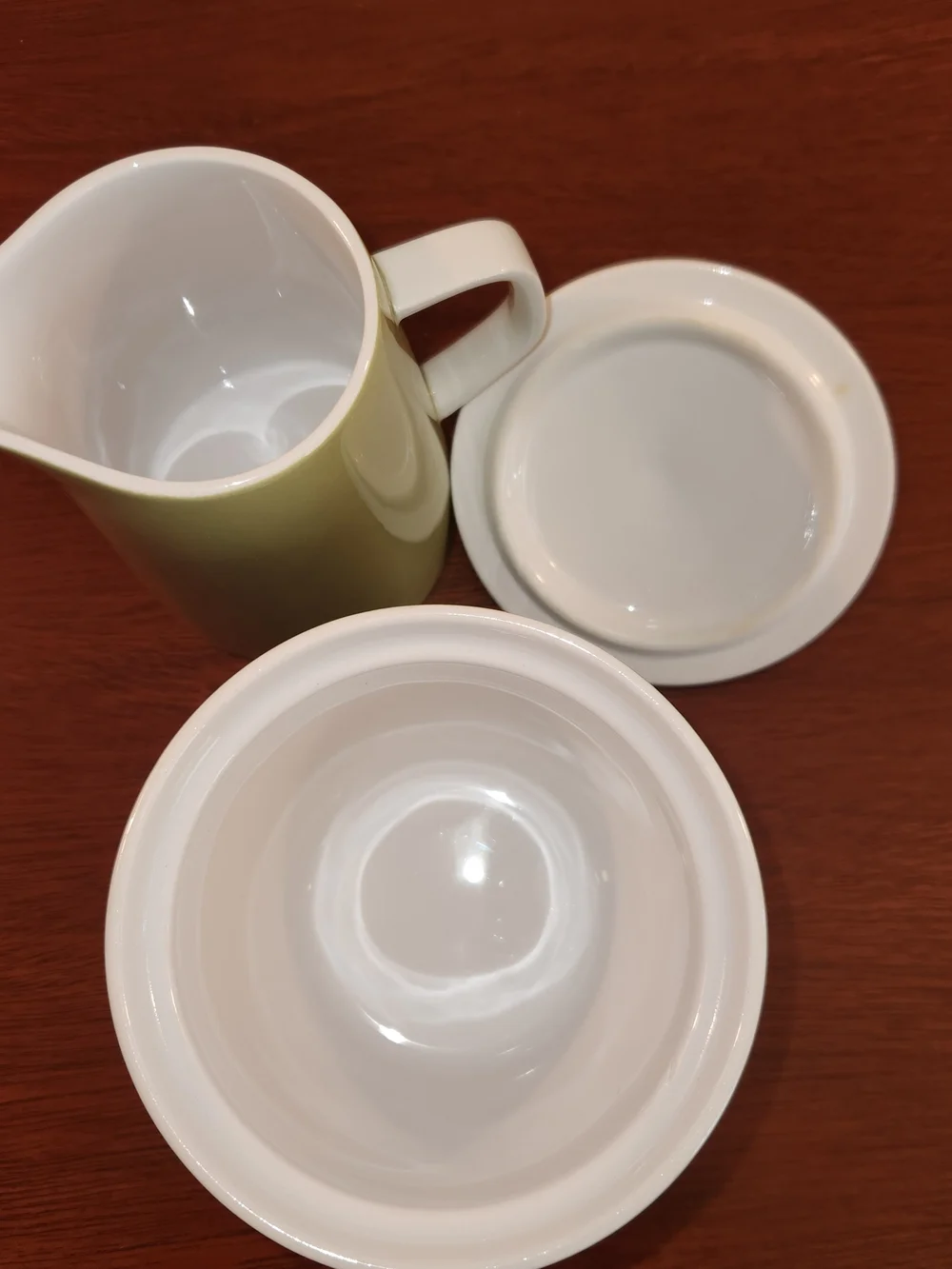 Vtg Mikasa Avocado Green Cream And Sugar Set Excellent